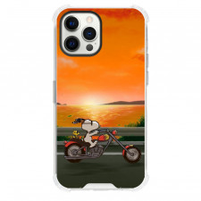 Snoopy Phone Case For iPhone and Samsung Galaxy Devices - Riding Motorcycle Sunset