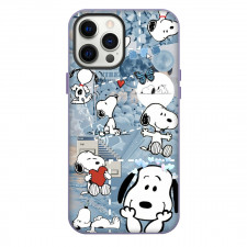 Snoopy Phone Case For iPhone and Samsung Galaxy Devices - Vibes Collage In Blue Background