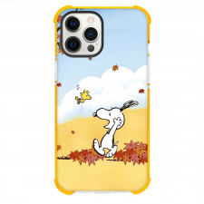Snoopy Phone Case For iPhone and Samsung Galaxy Devices - Woodstock And Snoopy Running In Leaves