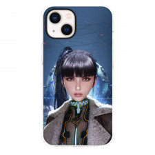 Stellar Blade Eve Phone Case For iPhone Samsung Galaxy Pixel OnePlus Vivo Xiaomi Asus Sony Motorola Nokia - Eve 3D Portrait On Blue Background