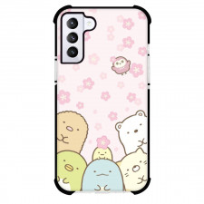 Sumikko Gurashi Phone Case For iPhone Samsung Galaxy Pixel OnePlus Vivo Xiaomi Asus Sony Motorola Nokia - Sumikko Gurashi Characters On Pink Flowers Background