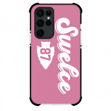 Taylor Swift And Travis Kelce Team Swelce Phone Case For iPhone Samsung Galaxy Pixel OnePlus Vivo Xiaomi Asus Sony Motorola Nokia - Swelce No 87 Words Art On Pink Background