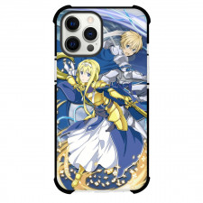 Sword Art Online Eugeo & Alice Zuberg Phone Case For iPhone Samsung Galaxy Pixel OnePlus Vivo Xiaomi Asus Sony Motorola Nokia - Eugeo & Alice Zuberg Attacking Blue Background