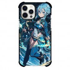 Sword Art Online Sinon Phone Case For iPhone Samsung Galaxy Pixel OnePlus Vivo Xiaomi Asus Sony Motorola Nokia - Sinon Standing Pose Blue Power Background