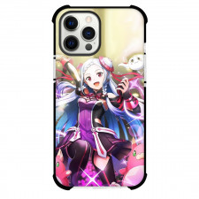 Sword Art Online Yuna Phone Case For iPhone Samsung Galaxy Pixel OnePlus Vivo Xiaomi Asus Sony Motorola Nokia - Yuna Happy Pose Violet Sparks Background