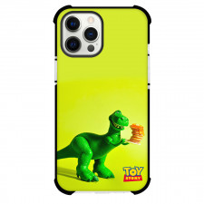 Toy Story Rex Head Phone Case For iPhone Samsung Galaxy Pixel OnePlus Vivo Xiaomi Asus Sony Motorola Nokia - Rex Holding Pancake Neon Background