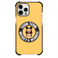 Disney Tsum Tsum Phone Case For iPhone And Samsung Galaxy - Disney Tsum Tsum Mickey And Minnie Logo On Orange Background