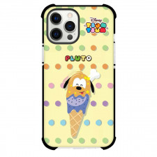 Disney Tsum Tsum Pluto Phone Case For iPhone And Samsung Galaxy - Pluto Ice Cream On Polka Dot Yellow Background