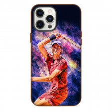 Jannik Sinner Phone Case For iPhone Samsung Galaxy Pixel OnePlus Vivo Xiaomi Asus Sony Motorola Nokia - Jannik Sinner Striking Stance Portrait Cartoon Art