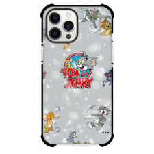 Tom and Jerry Phone Case For iPhone Samsung Galaxy Pixel OnePlus Vivo Xiaomi Asus Sony Motorola Nokia - Tom and Jerry Cartoon Scenes Sparkles Gray Background