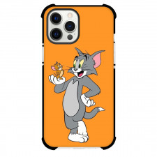 Tom and Jerry Phone Case For iPhone Samsung Galaxy Pixel OnePlus Vivo Xiaomi Asus Sony Motorola Nokia - Tom and Jerry Standing Portrait Orange Background