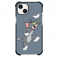 Tom and Jerry Tom Phone Case For iPhone Samsung Galaxy Pixel OnePlus Vivo Xiaomi Asus Sony Motorola Nokia - Tom Happy Raise Hand and Feet Grey Background