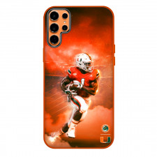 NCAA Cam Ward Miami Hurricanes Football College University Phone Case For iPhone Samsung Galaxy Pixel OnePlus Vivo Xiaomi Asus Sony Motorola Nokia - Miami Hurricanes Cam Ward Holding Ball with Orange Black Background