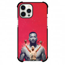 UFC Justin Gaethje Phone Case For iPhone Samsung Galaxy Pixel OnePlus Vivo Xiaomi Asus Sony Motorola Nokia - Justin Gaethje Grayscale Portrait On Red Background