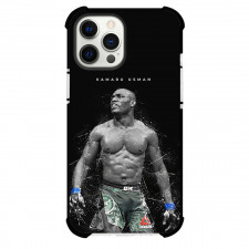 UFC Kamaru Usman Phone Case For iPhone Samsung Galaxy Pixel OnePlus Vivo Xiaomi Asus Sony Motorola Nokia - Kamaru Usman Looking Aside Grayscale Black Background