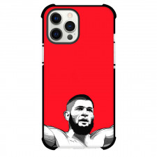UFC Khabib Nurmagomedov Phone Case For iPhone Samsung Galaxy Pixel OnePlus Vivo Xiaomi Asus Sony Motorola Nokia - Khabib Nurmagomedov Grayscale Illustration On Red Background