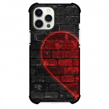 Valentines Day Phone Case For iPhone Samsung Galaxy Pixel OnePlus Vivo Xiaomi Asus Sony Motorola Nokia - Valentines Day Couple Pair Case Left Red Half Heart On Brick Background
