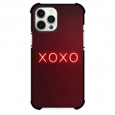 Valentines Day Phone Case For iPhone Samsung Galaxy Pixel OnePlus Vivo Xiaomi Asus Sony Motorola Nokia - Valentines Day Glowing XOXO Neon Typography On Red Background