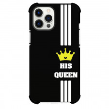 Valentines Day Phone Case For iPhone Samsung Galaxy Pixel OnePlus Vivo Xiaomi Asus Sony Motorola Nokia - Valentines Day His Queen With White Stripes On Black Background