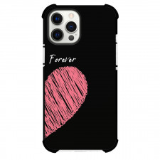 Valentines Day Phone Case For iPhone Samsung Galaxy Pixel OnePlus Vivo Xiaomi Asus Sony Motorola Nokia - Valentines Day Couple Pair Case Pink Heart On Black Background With Text Forever
