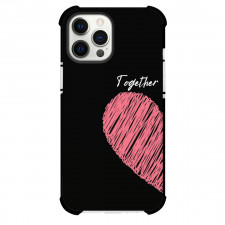 Valentines Day Phone Case For iPhone Samsung Galaxy Pixel OnePlus Vivo Xiaomi Asus Sony Motorola Nokia - Valentines Day Couple Pair Case Pink Heart On Black Background With Text Together