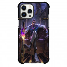 Valorant Chamber Phone Case For iPhone and Samsung Galaxy Devices - Chamber Sitting on Chair with Sword