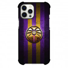 WNBA Los Angeles Sparks Phone Case For iPhone Samsung Galaxy Pixel OnePlus Vivo Xiaomi Asus Sony Motorola Nokia - Los Angeles Sparks Golden Logo On Metal Purple Yellow Stripe Background
