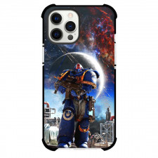 Warhammer 40K Space Marines Phone Case For iPhone Samsung Galaxy Pixel OnePlus Vivo Xiaomi Asus Sony Motorola Nokia - Spacemarine Stands On Galaxy Background