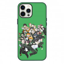 Wind Breaker Phone Case For iPhone Samsung Galaxy Pixel OnePlus Vivo Xiaomi Asus Sony Motorola Nokia - Characters Happy Chibi Poster In Green Background