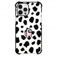 Among Us Phone Case For iPhone Samsung Galaxy Pixel OnePlus Vivo Xiaomi Asus Sony Motorola Nokia - Among Us On Cow Pattern Background