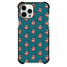Among Us Pink Phone Case For iPhone Samsung Galaxy Pixel OnePlus Vivo Xiaomi Asus Sony Motorola Nokia - Pink Pattern Art On Cyan Background