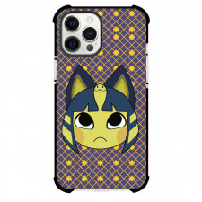 Animal Crossing Ankha Phone Case For iPhone Samsung Galaxy Pixel OnePlus Vivo Xiaomi Asus Sony Motorola Nokia - Ankha Avatar On Yellow Grid On Blue Background
