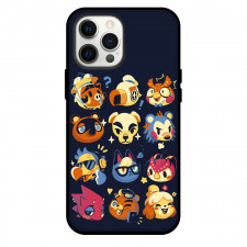 Animal Crossing Phone Case For iPhone Samsung Galaxy Pixel OnePlus Vivo Xiaomi Asus Sony Motorola Nokia - Animal Crossing Character Faces Illustration On Black Background
