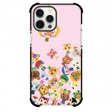 Animal Crossing Phone Case For iPhone Samsung Galaxy Pixel OnePlus Vivo Xiaomi Asus Sony Motorola Nokia - Animal Crossing Chibi Characters On Pink Background