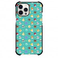 Animal Crossing Phone Case For iPhone Samsung Galaxy Pixel OnePlus Vivo Xiaomi Asus Sony Motorola Nokia - Animal Crossing New Horizons Pattern Art Poster On Cyan Background
