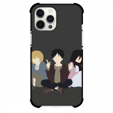 Attack On Titan Phone Case For iPhone Samsung Galaxy Pixel OnePlus Vivo Xiaomi Asus Sony Motorola Nokia - Eren Mikasa Armin Sitting Minimalist Art On Grey Background