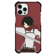 Attack On Titan Mikasa Phone Case For iPhone Samsung Galaxy Pixel OnePlus Vivo Xiaomi Asus Sony Motorola Nokia - Mikasa Standing Minimalist On Red Background