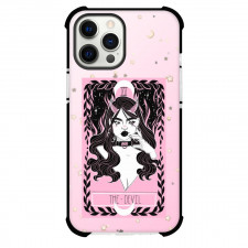 The Lovely Omens Tarot The Devil Phone Case For iPhone Samsung Galaxy Pixel OnePlus Vivo Xiaomi Asus Sony Motorola Nokia - The Devil Tarot On Starry Pink Background