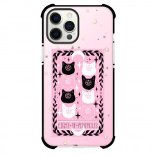 The Lovely Omens Tarot Eight Of Pentacles Phone Case For iPhone Samsung Galaxy Pixel OnePlus Vivo Xiaomi Asus Sony Motorola Nokia - Eight Of Pentacles Tarot On Starry Pink Background