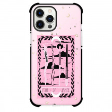 The Lovely Omens Tarot Four Of Wands Phone Case For iPhone Samsung Galaxy Pixel OnePlus Vivo Xiaomi Asus Sony Motorola Nokia - Four Of Wands Tarot On Starry Pink Background