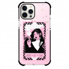 The Lovely Omens Tarot Queen Of Cups Phone Case For iPhone Samsung Galaxy Pixel OnePlus Vivo Xiaomi Asus Sony Motorola Nokia - Queen Of Cups Tarot On Starry Pink Background