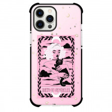 The Lovely Omens Tarot Queen Of Pentacles Phone Case For iPhone Samsung Galaxy Pixel OnePlus Vivo Xiaomi Asus Sony Motorola Nokia - Queen Of Pentacles Tarot On Starry Pink Background