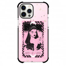 The Lovely Omens Tarot Queen Of Wands Phone Case For iPhone Samsung Galaxy Pixel OnePlus Vivo Xiaomi Asus Sony Motorola Nokia - Queen Of Wands Tarot On Starry Pink Background