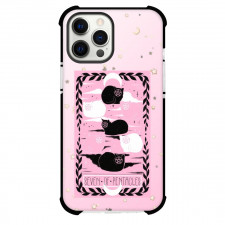 The Lovely Omens Tarot Seven Of Pentacles Phone Case For iPhone Samsung Galaxy Pixel OnePlus Vivo Xiaomi Asus Sony Motorola Nokia - Seven Of Pentacles Tarot On Starry Pink Background