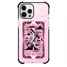 The Lovely Omens Tarot Seven Of Swords Phone Case For iPhone Samsung Galaxy Pixel OnePlus Vivo Xiaomi Asus Sony Motorola Nokia - Seven Of Swords Tarot On Starry Pink Background