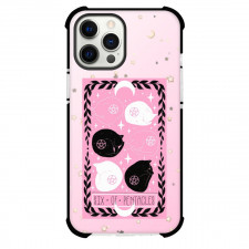 The Lovely Omens Tarot Six Of Pentacles Phone Case For iPhone Samsung Galaxy Pixel OnePlus Vivo Xiaomi Asus Sony Motorola Nokia - Six Of Pentacles Tarot On Starry Pink Background