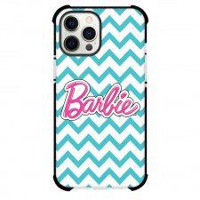 Barbie Phone Case For iPhone Samsung Galaxy Pixel OnePlus Vivo Xiaomi Asus Sony Motorola Nokia - Barbie Logo On Cyan Chevron Background
