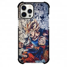 Dragon Ball Goku Phone Case For iPhone Samsung Galaxy Pixel OnePlus Vivo Xiaomi Asus Sony Motorola Nokia - Super Saiyan 2 Goku Angry On Comic Background