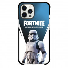 Fortnite Stormtrooper Phone Case For iPhone Samsung Galaxy Pixel OnePlus Vivo Xiaomi Asus Sony Motorola Nokia - Stormtrooper Standing On White Blue Background
