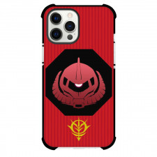 Gundam Wing Zaku Phone Case For iPhone Samsung Galaxy Pixel OnePlus Vivo Xiaomi Asus Sony Motorola Nokia - Zaku Avatar On Red Stripe Background
